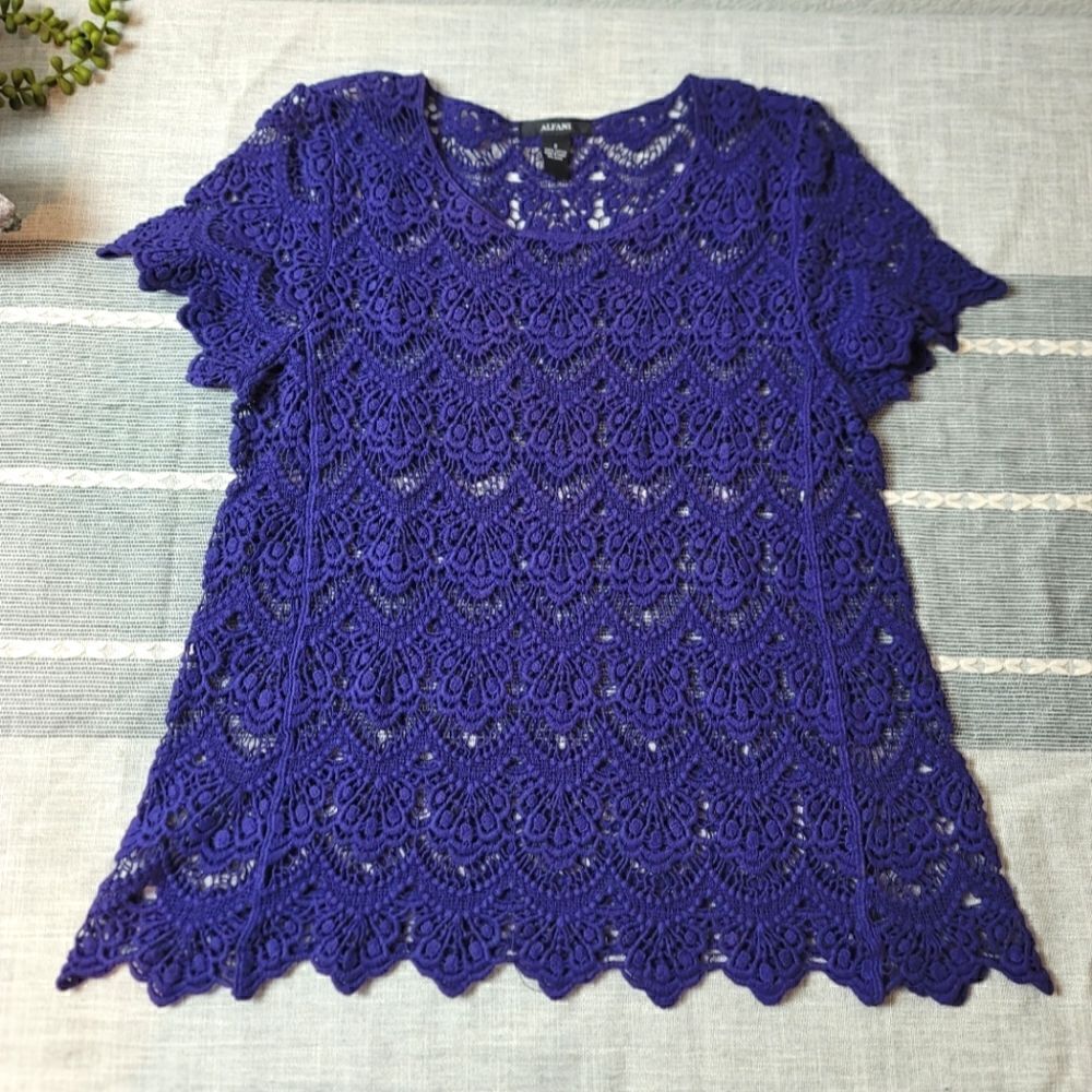 ALFANI Cotton Lace Top